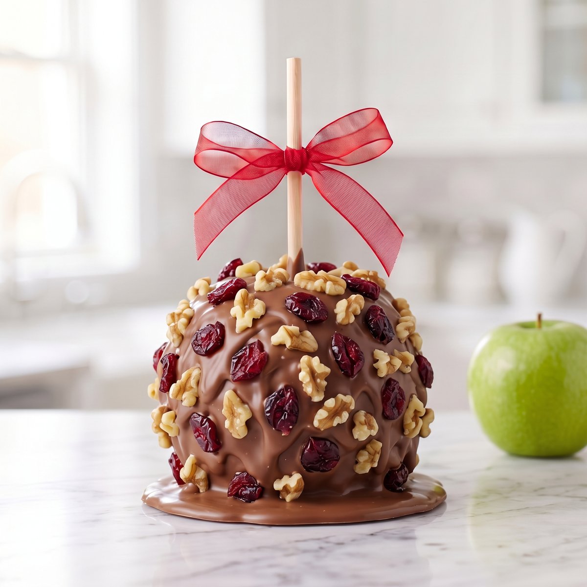 Cranberry Walnut caramel apple with chocolate, walnuts and dried cranberries by Ruth's Big Apples